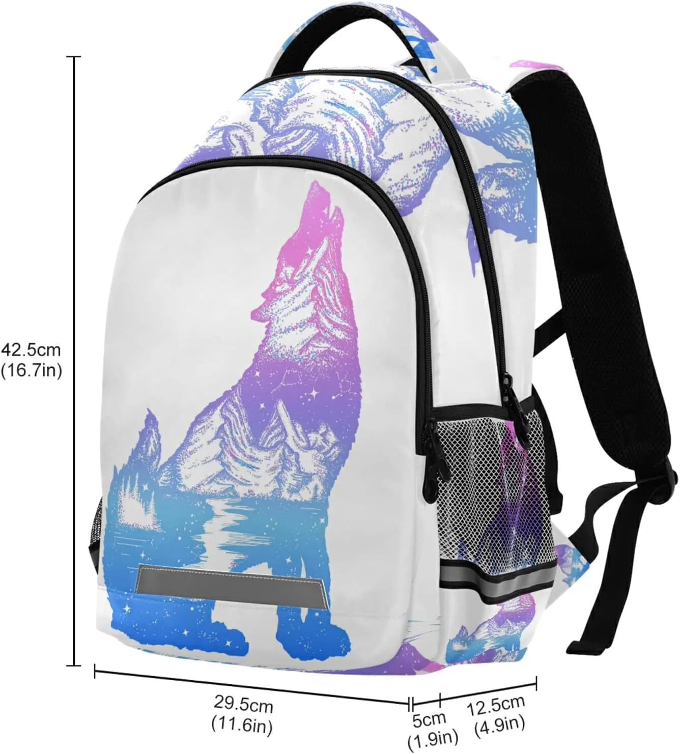 ALAZA Galaxy Wolf Double Exposure Tattoo Art Backpacks Travel Laptop Daypack School Book Bag for Men Women Teens Kids one-size