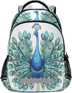 ALAZA Peacock08 Backpacks Travel Laptop Daypack School Book Bag for Men Women Teens Kids