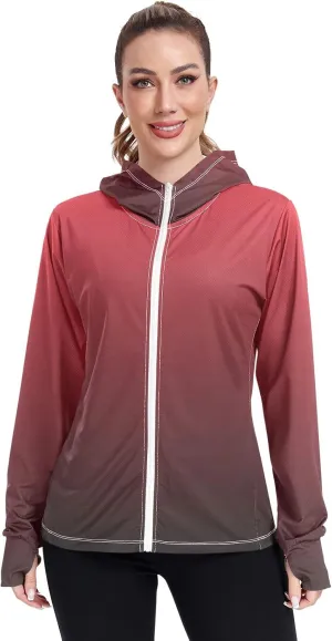 Alizarin Crimson Black Gradient Upf Clothing Women, Upf 50  Zip Jacket, Outdoor Jacket (S-XXL)