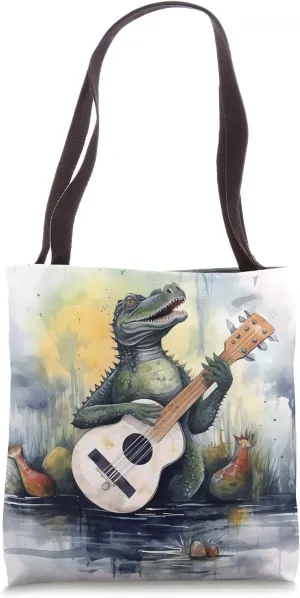 Alligator, Banjo, Swamp Creature With Musical Instrument Tote Bag
