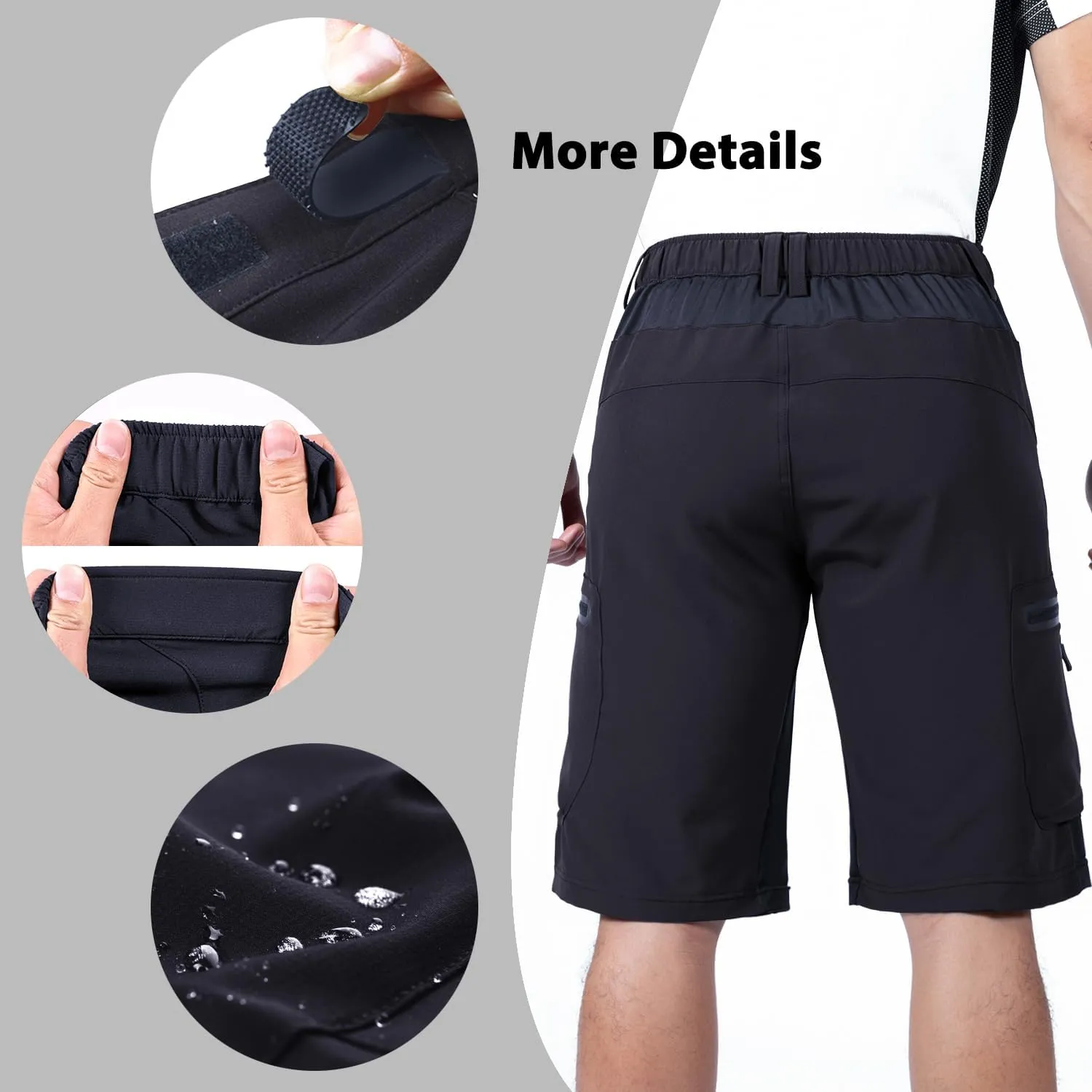 Ally Mens Mountain Bike Shorts 4D Padded Baggy Bicycle Cycling Biking Bike Shorts Lightweight Loose-fit