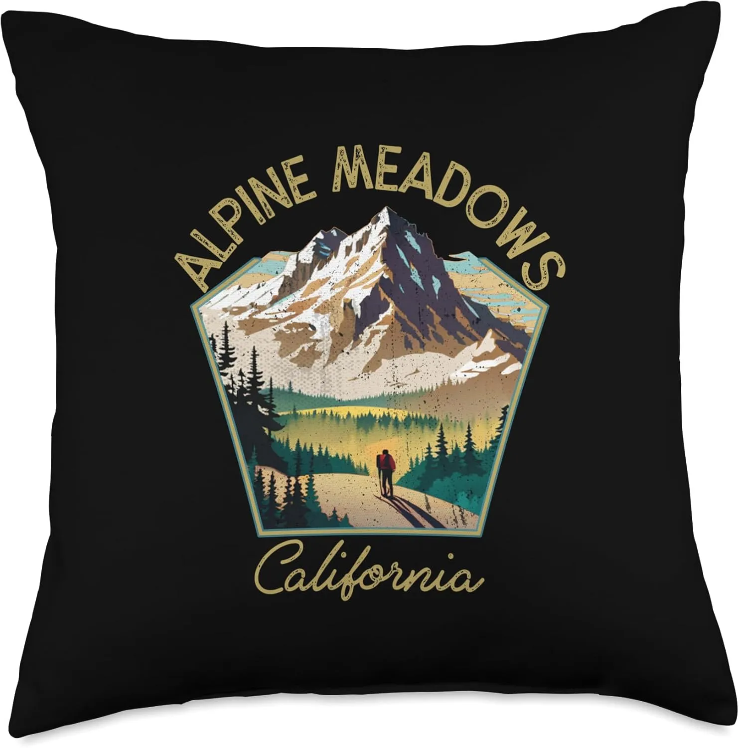 Alpine Meadows Retro Clothing - Alpine Meadows Souvenir Throw Pillow