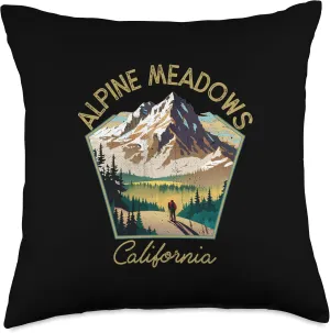 Alpine Meadows Retro Clothing - Alpine Meadows Souvenir Throw Pillow