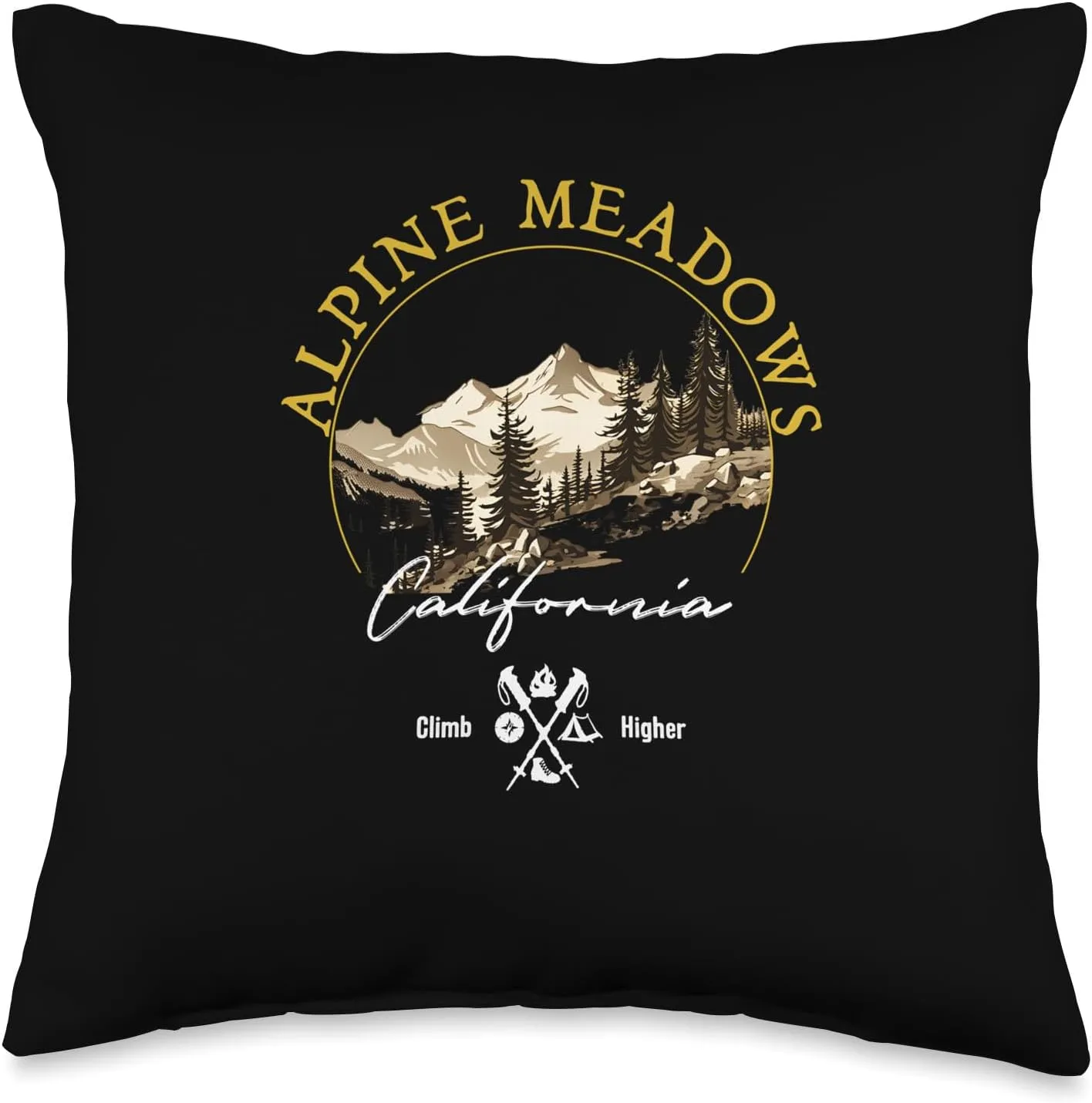Alpine Meadows Retro Vintage Apparel Alpine Meadows Souvenir Throw Pillow
