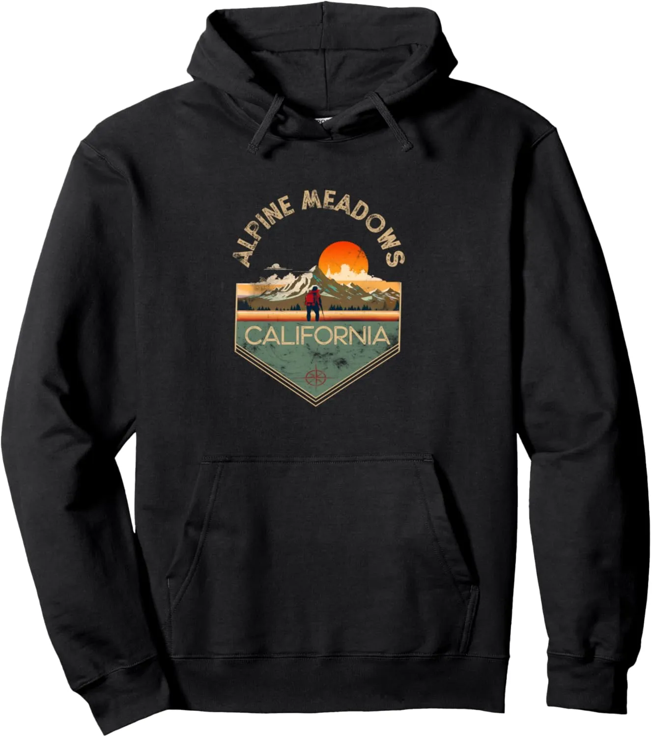 Alpine Meadows Retro Vintage Hiking Apparel - Souvenir Pullover Hoodie