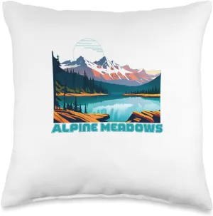 Alpine Meadows Souvenir Apparel Retro Vintage Alpine Meadows Throw Pillow