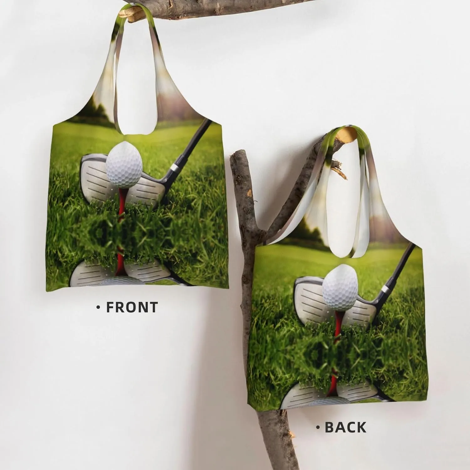 AMAZWI Hawaii Beach Golf Course Canvas Tote Bag,Kitchen Reusable Grocery Bags,Work Handbag Tote,Weekender Bag Shopper Handbag