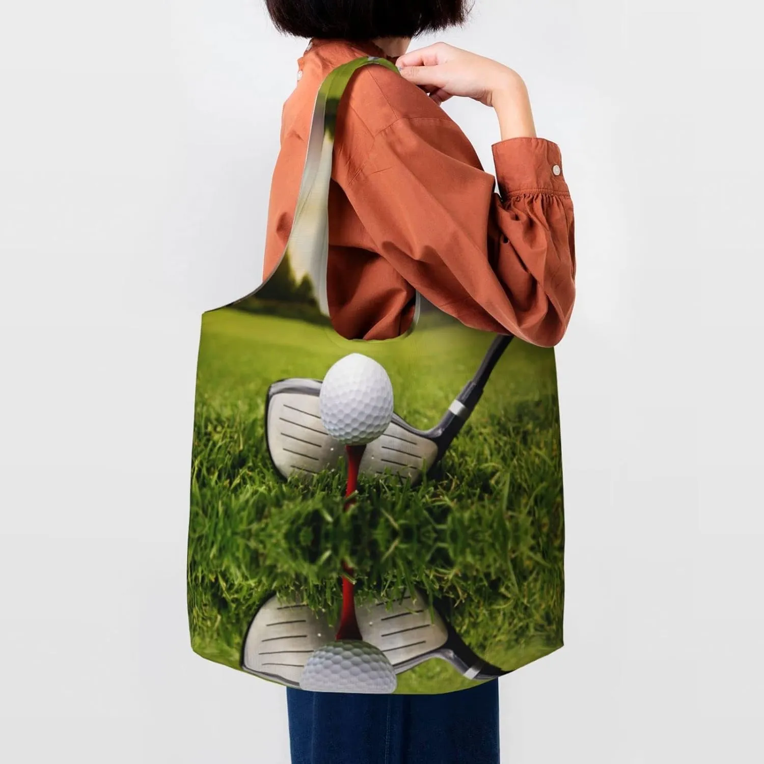 AMAZWI Hawaii Beach Golf Course Canvas Tote Bag,Kitchen Reusable Grocery Bags,Work Handbag Tote,Weekender Bag Shopper Handbag