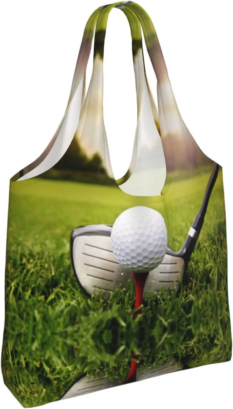 AMAZWI Hawaii Beach Golf Course Canvas Tote Bag,Kitchen Reusable Grocery Bags,Work Handbag Tote,Weekender Bag Shopper Handbag