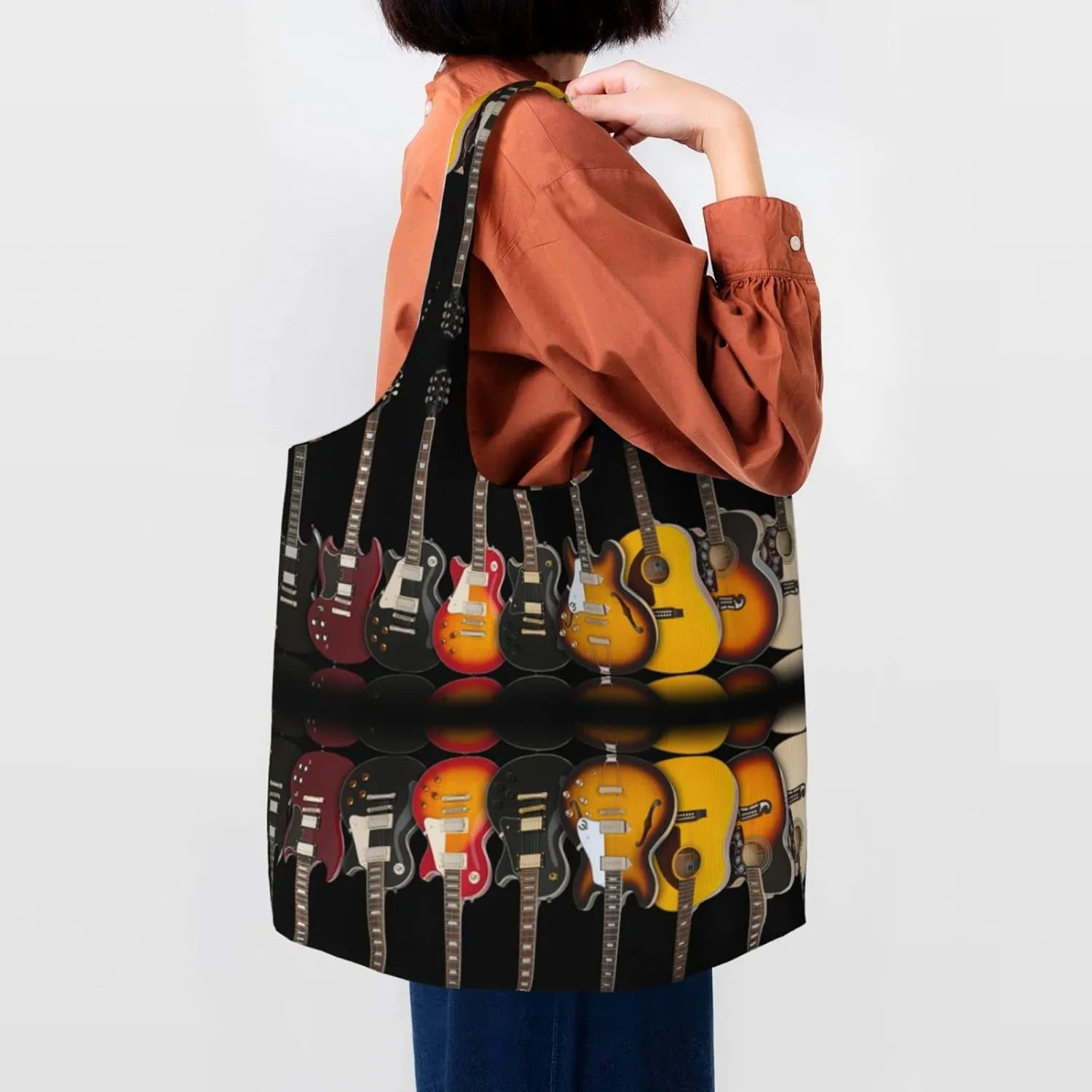 AMAZWI Red White Mushroom Canvas Tote Bag,Kitchen Reusable Grocery Bags,Work Handbag Tote,Weekender Bag Shopper Handbag