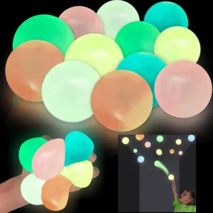 AMENON 24 Pack Glow Sticky Ceiling Balls for Kids – 6 Color Light Up Wall Balls, Stress Relief Fidget Toys for Boys & Girls, Sensory Toys for Party Favors, Classroom Rewards, Birthday Gifts