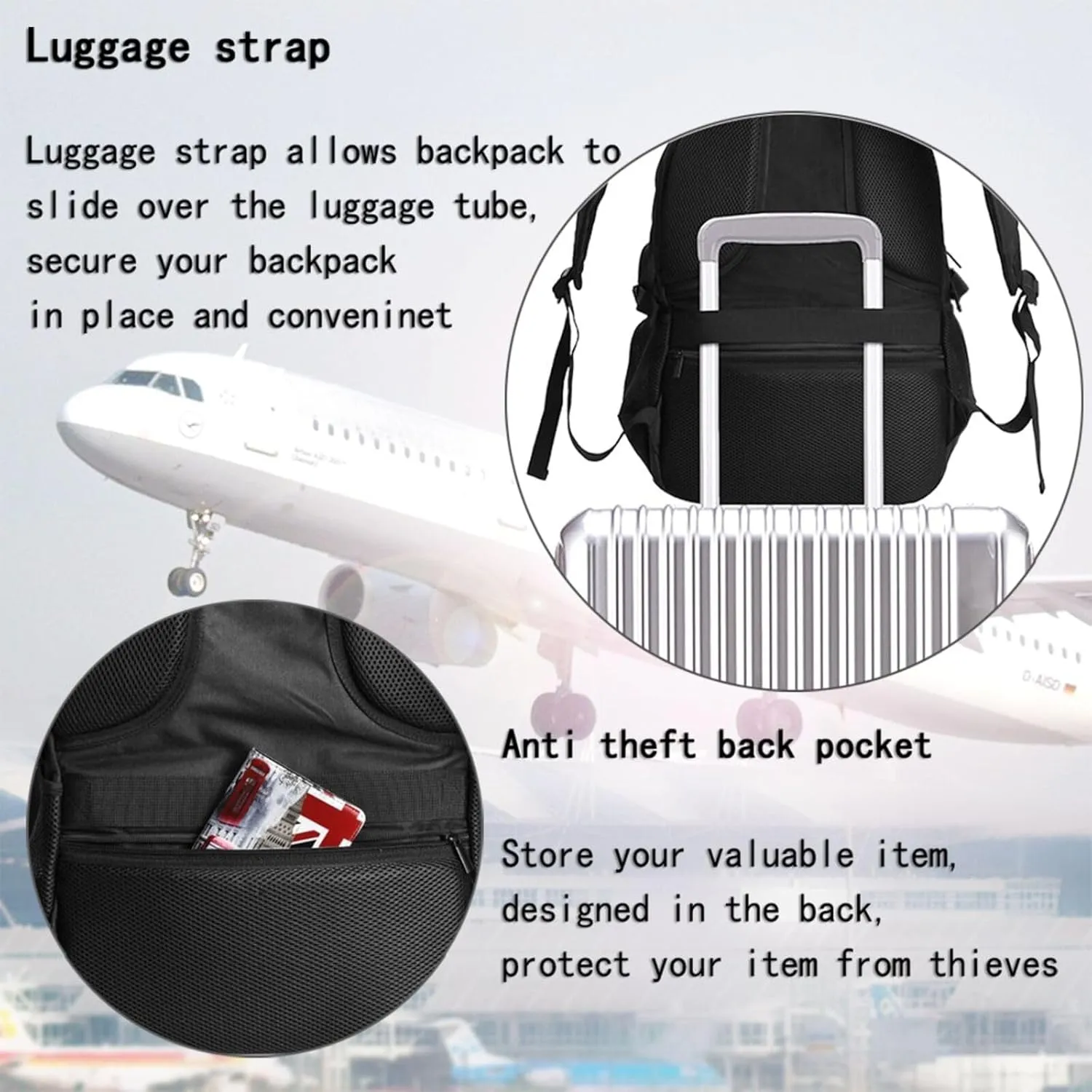 American Flag Loves Heart God Bless Travel Backpack Laptop Backpacks Business Rucksack Outdoor Daypack Large Sport Bag with Luggage Strap USB Charging Port for Hiking Working
