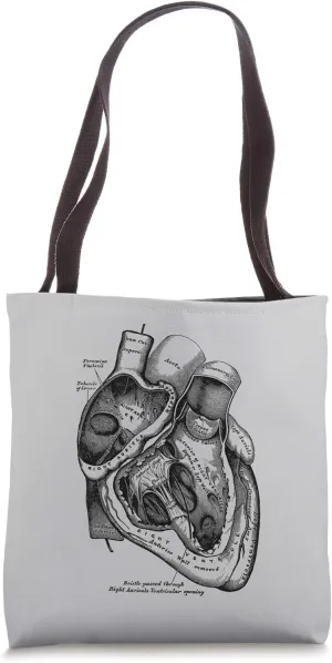 Anatomical Human Heart Medical Anatomy Vintage Illustration Tote Bag