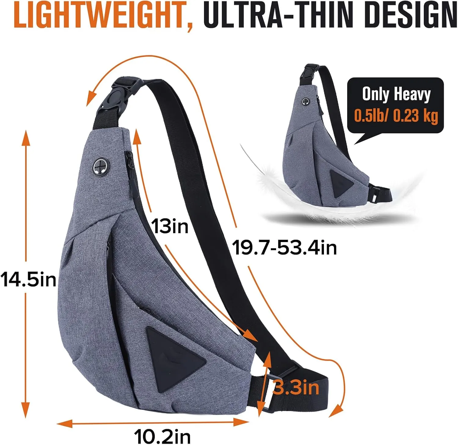 Anti Theft Travel Bag Travel Purses Anti Theft Safe Slim Sling CrossBody Bag Personal Flex Bag for Men Women Grey