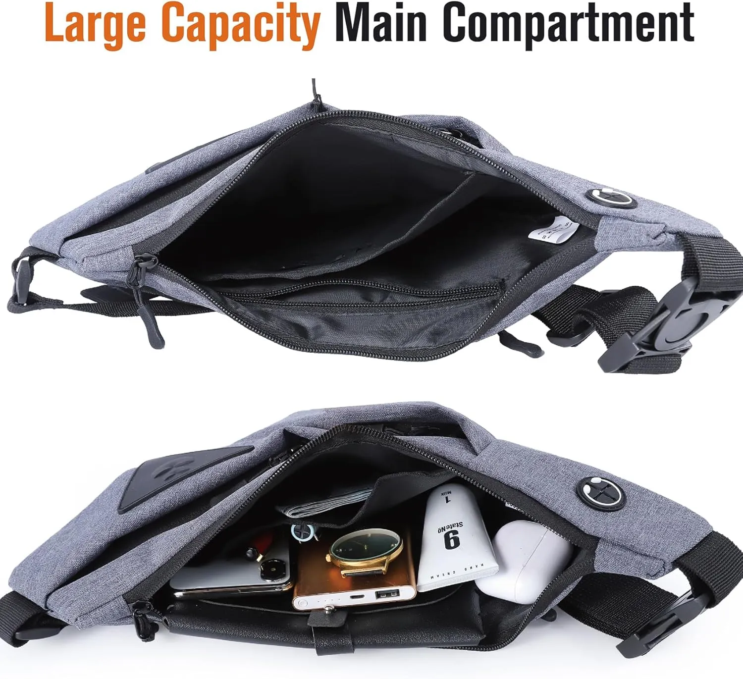 Anti Theft Travel Bag Travel Purses Anti Theft Safe Slim Sling CrossBody Bag Personal Flex Bag for Men Women Grey