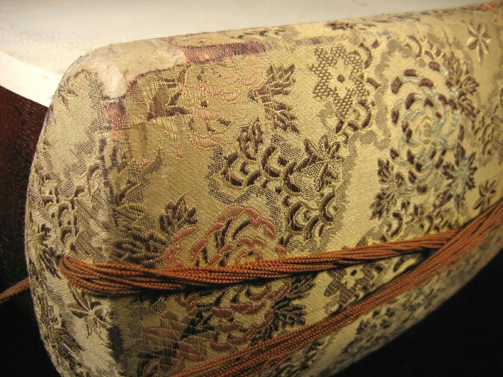 Antique Japanese Shamisen Doukake Side Cover For Dou (Body) Chrysanthemum