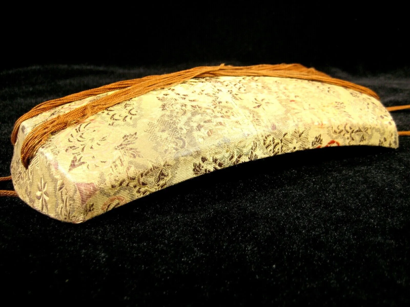 Antique Japanese Shamisen Doukake Side Cover For Dou (Body) Chrysanthemum