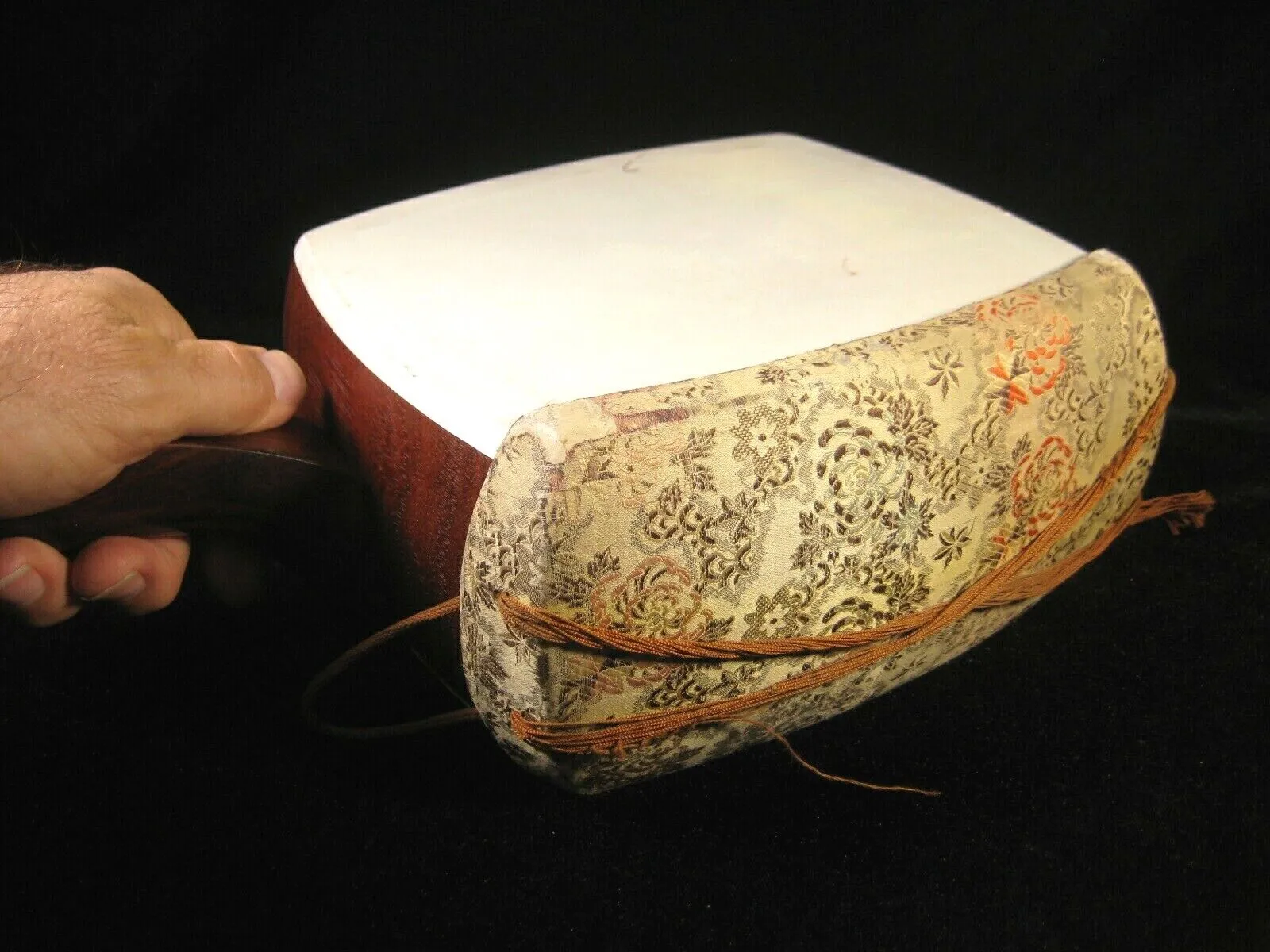Antique Japanese Shamisen Doukake Side Cover For Dou (Body) Chrysanthemum