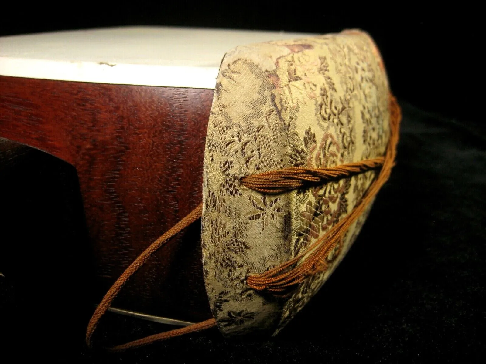 Antique Japanese Shamisen Doukake Side Cover For Dou (Body) Chrysanthemum