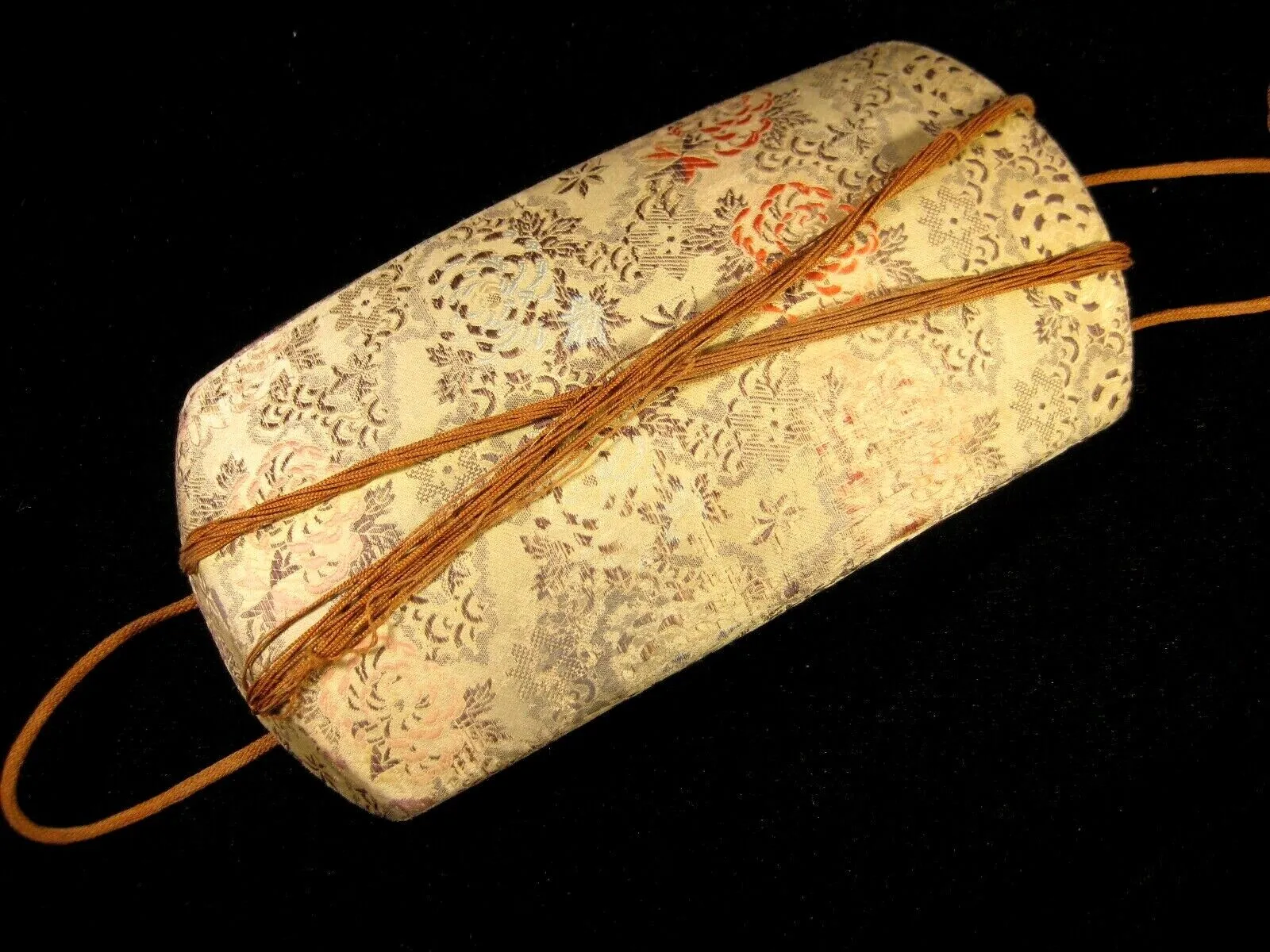 Antique Japanese Shamisen Doukake Side Cover For Dou (Body) Chrysanthemum