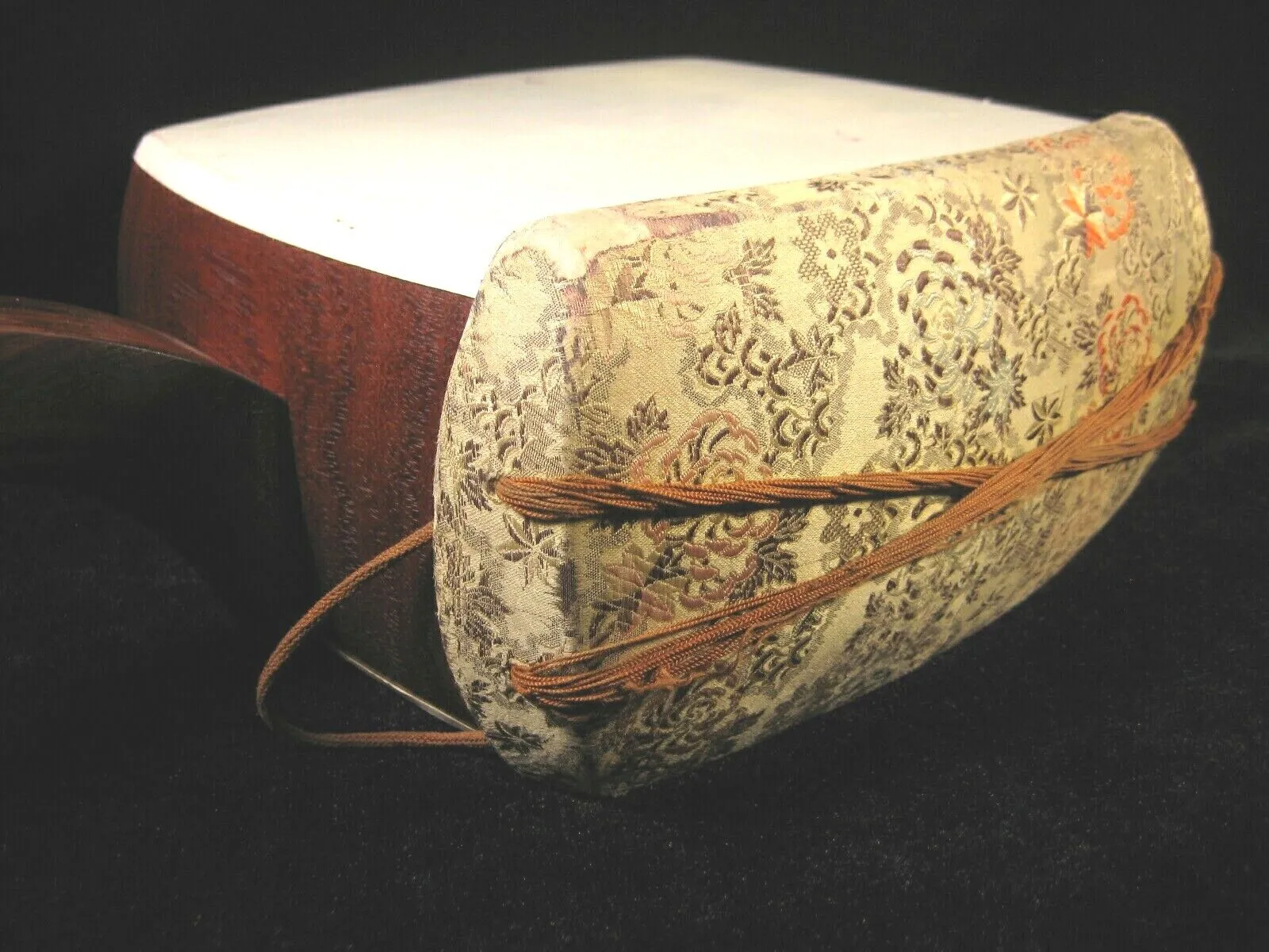 Antique Japanese Shamisen Doukake Side Cover For Dou (Body) Chrysanthemum