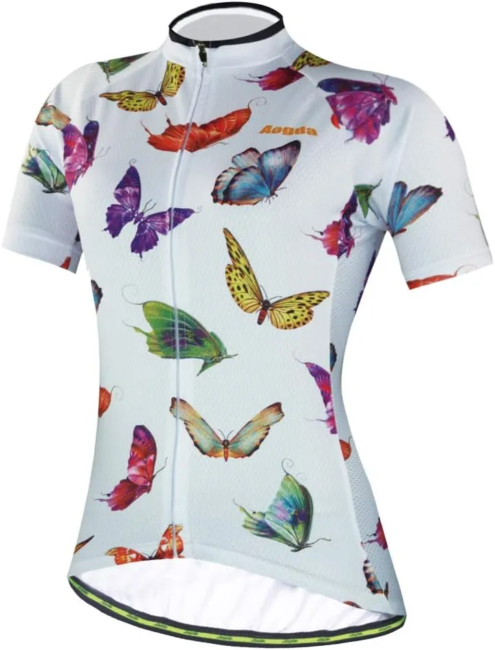 Aogda Cycling Jerseys Women Bike Shirts Bicycle Tops Ladies Biking Clothing Short Sleeve