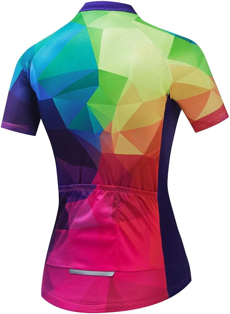 Aogda Cycling Jerseys Women Bike Shirts Bicycle Tops Ladies Biking Clothing Short Sleeve