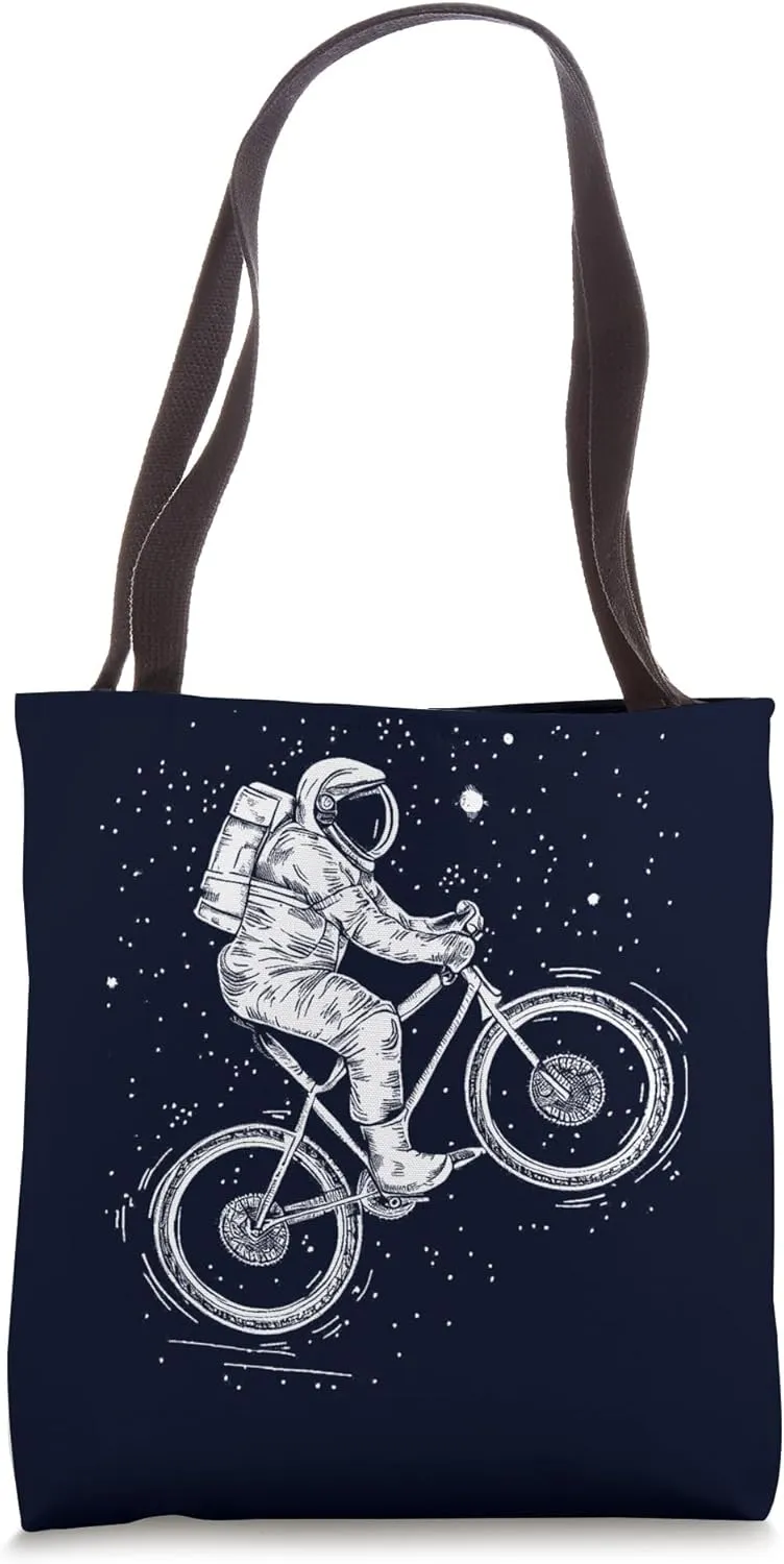 Astronaut Cycling Starry Universe Bike Enthusiasts Tote Bag