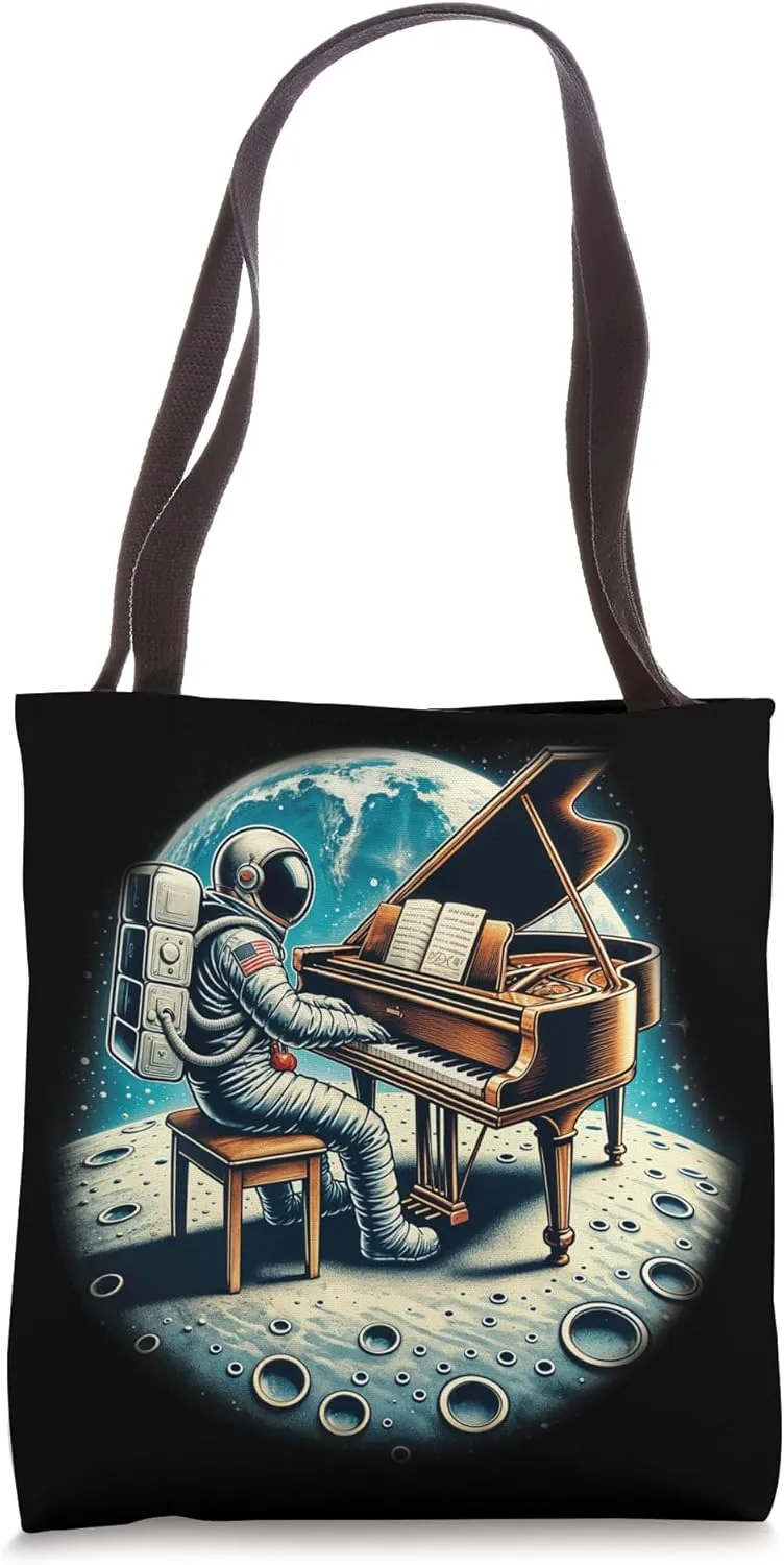 Astronaut Playing Grand Piano Player Music Pianist Spaceman Tote Bag