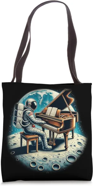Astronaut Playing Grand Piano Player Music Pianist Spaceman Tote Bag