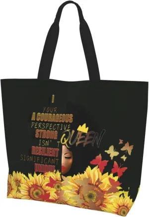 ASYG African American Black Women Shoulder Bag African Women Bags Storage Handle Shopping Bag Women Portable Bag