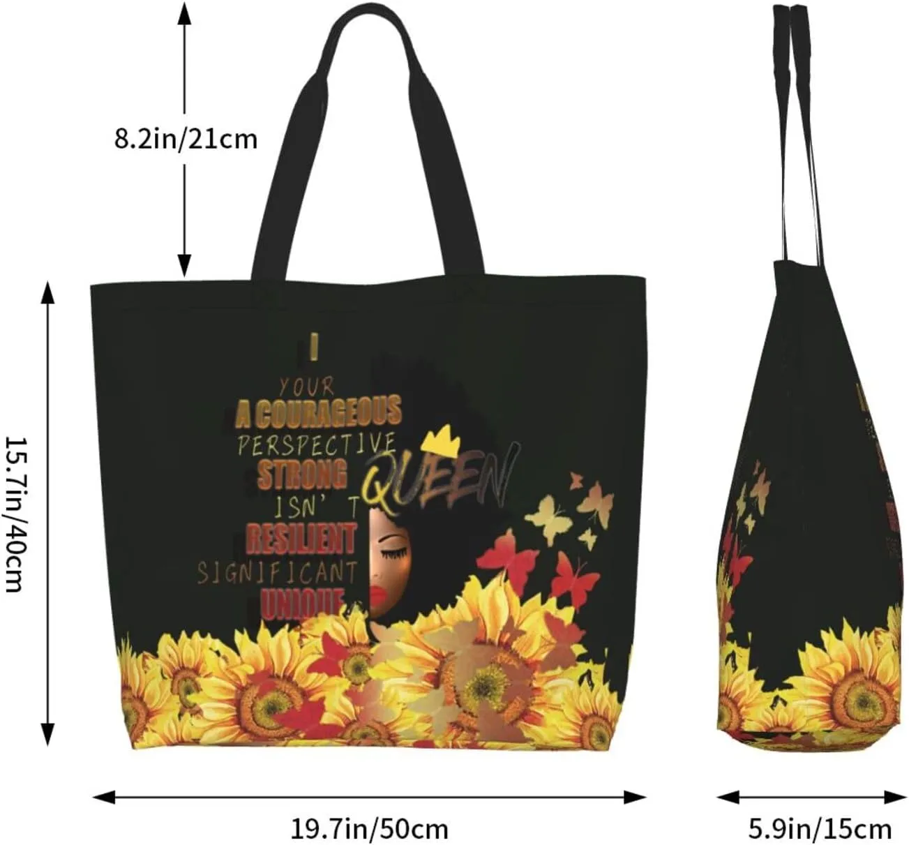 ASYG African American Black Women Shoulder Bag African Women Bags Storage Handle Shopping Bag Women Portable Bag