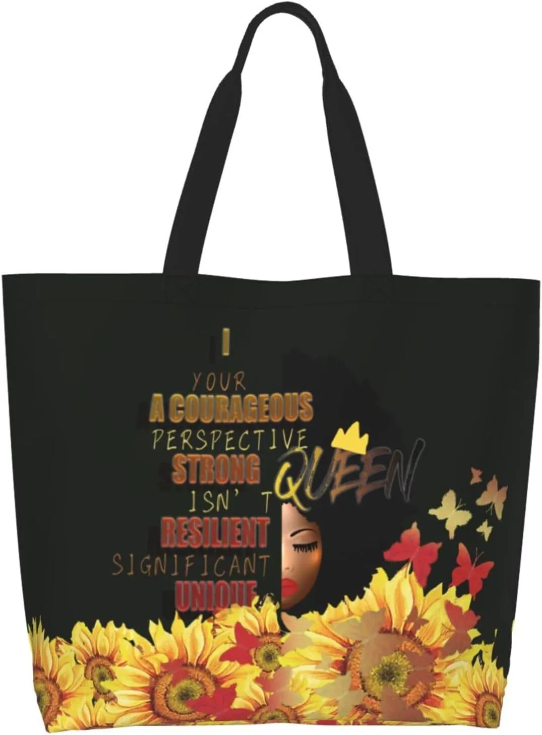 ASYG African American Black Women Shoulder Bag African Women Bags Storage Handle Shopping Bag Women Portable Bag