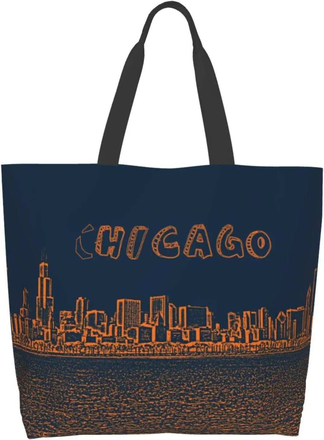 ASYG Chicago Shoulder Bag Chicago Flag Bags Storage Handle Shopping Bag Portable Chicago Bag