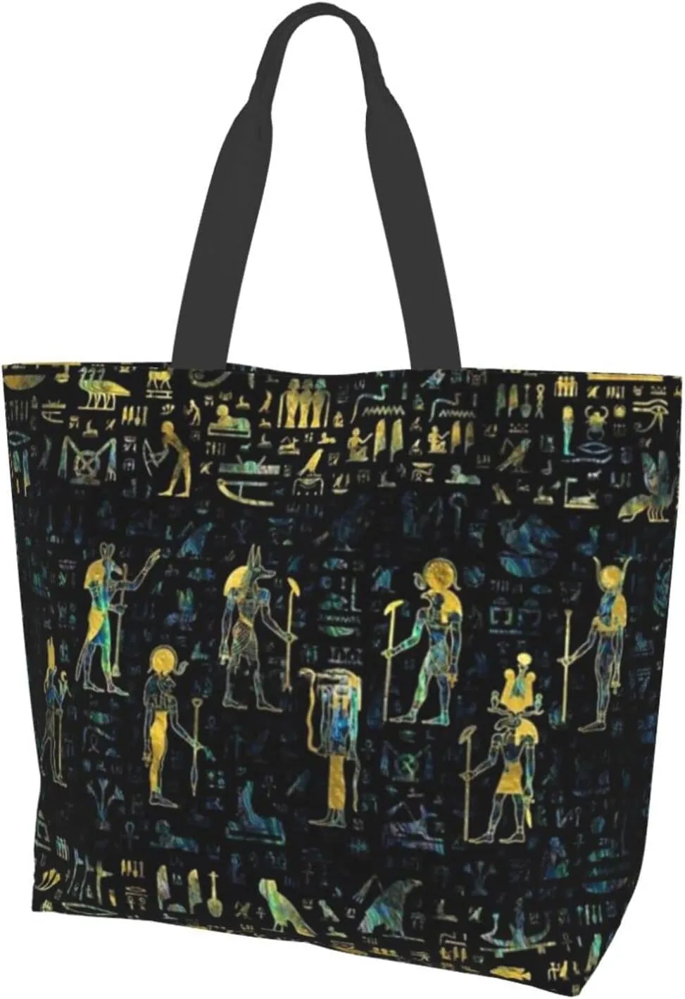 ASYG Egyptian Tote Shoulder Bag Hieroglyphs Bags Storage Handle Shopping Bag Portable Egypt Bag