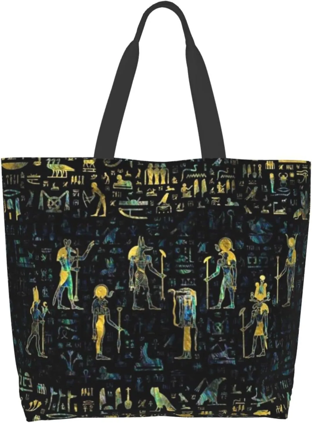 ASYG Egyptian Tote Shoulder Bag Hieroglyphs Bags Storage Handle Shopping Bag Portable Egypt Bag