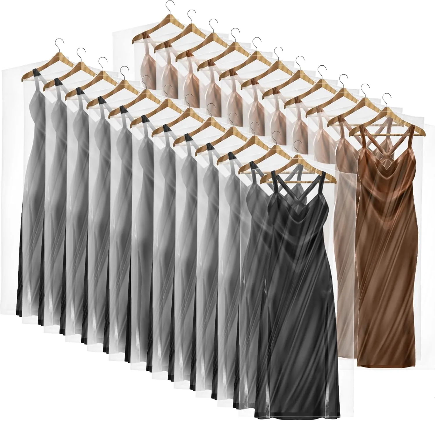 AVLA 50 Pack 71 Inch Clear Garment Bag, Extra Long Plastic Dry Cleaning Bag, Dry Cleaner Hanging Clothes Cover, Dust-proof Transparent Dress Protector Bag for Coat Suit Closet Storage Home Laundry
