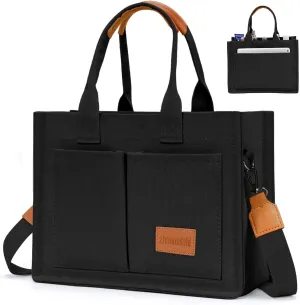 Ayieyill Canvas Tote Bag for Women with Pockets Crossbody Bag Tote Shoulder Handbags Casual Work Bags Everything Tote Bag