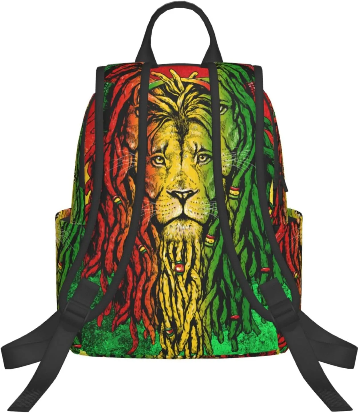 Backpack for Hiking, Travel jamaican rasta flag rastafarian reggae lion Bookbag