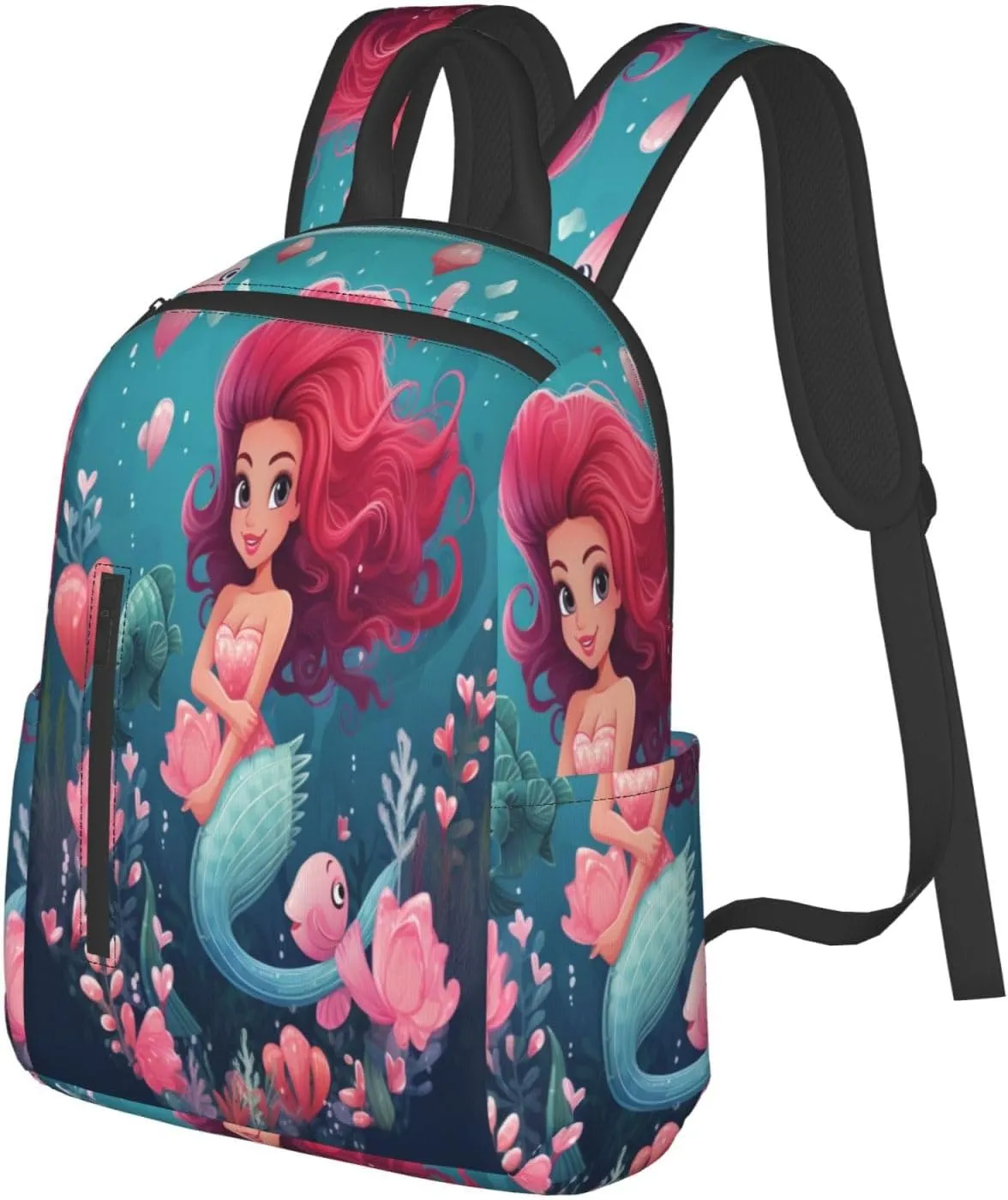 Backpack For Women Men Cute Sea Mermaid Bookbag Lightweight Travel Casual Daypack Water Resistant Outdoor Hiking Sport Rucksack