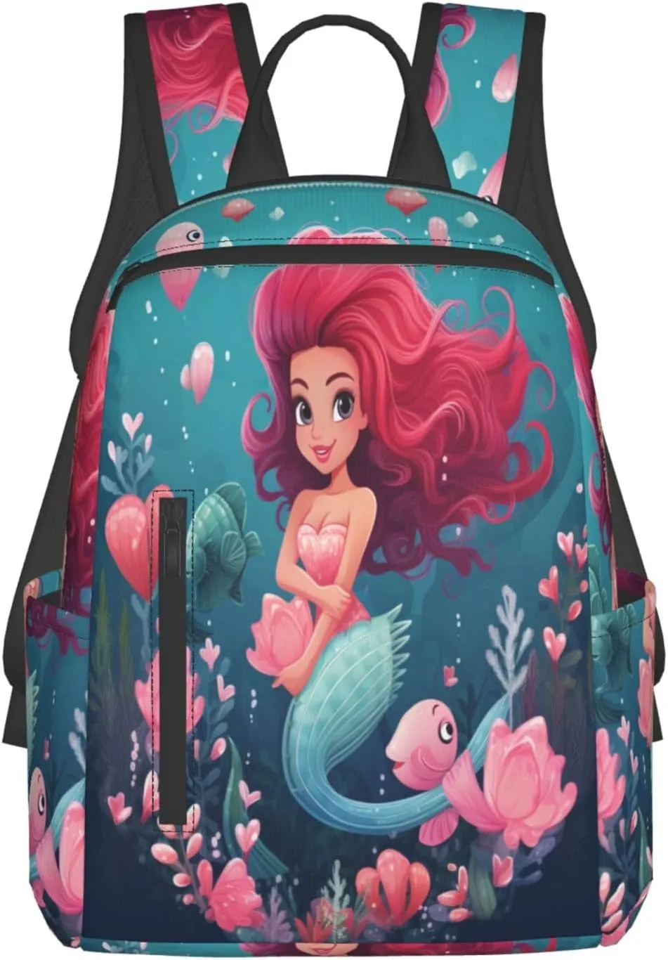 Backpack For Women Men Cute Sea Mermaid Bookbag Lightweight Travel Casual Daypack Water Resistant Outdoor Hiking Sport Rucksack