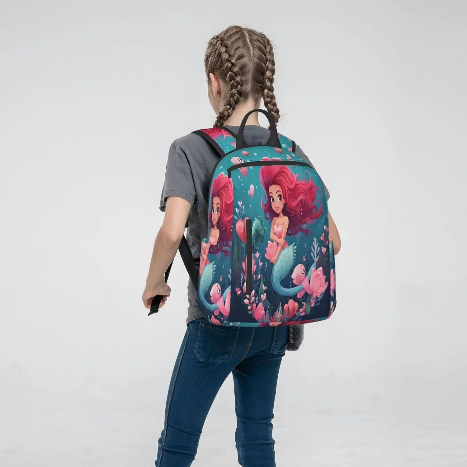 Backpack For Women Men Cute Sea Mermaid Bookbag Lightweight Travel Casual Daypack Water Resistant Outdoor Hiking Sport Rucksack