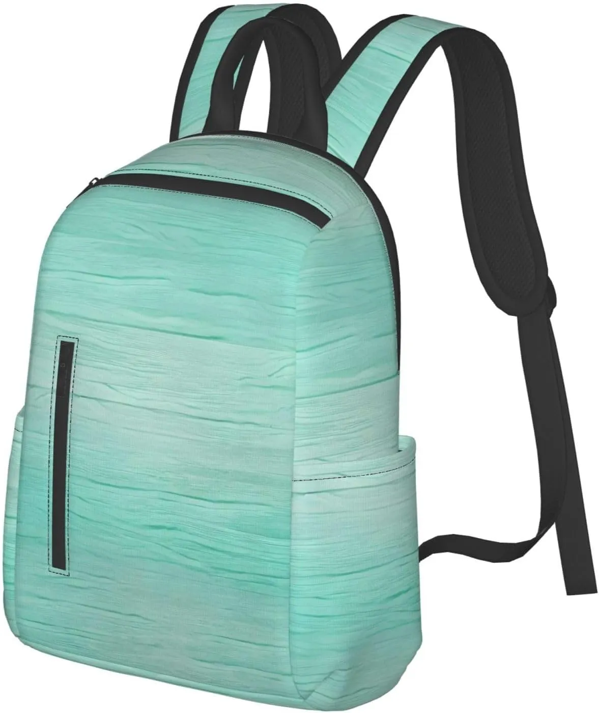 Backpack For Women Men Teal Blue Wooden Bookbag Lightweight Travel Casual Daypack Water Resistant Outdoor Hiking Sport Rucksack