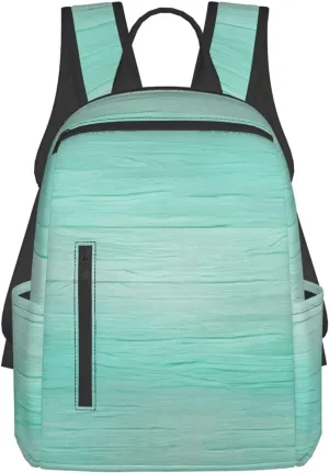Backpack For Women Men Teal Blue Wooden Bookbag Lightweight Travel Casual Daypack Water Resistant Outdoor Hiking Sport Rucksack