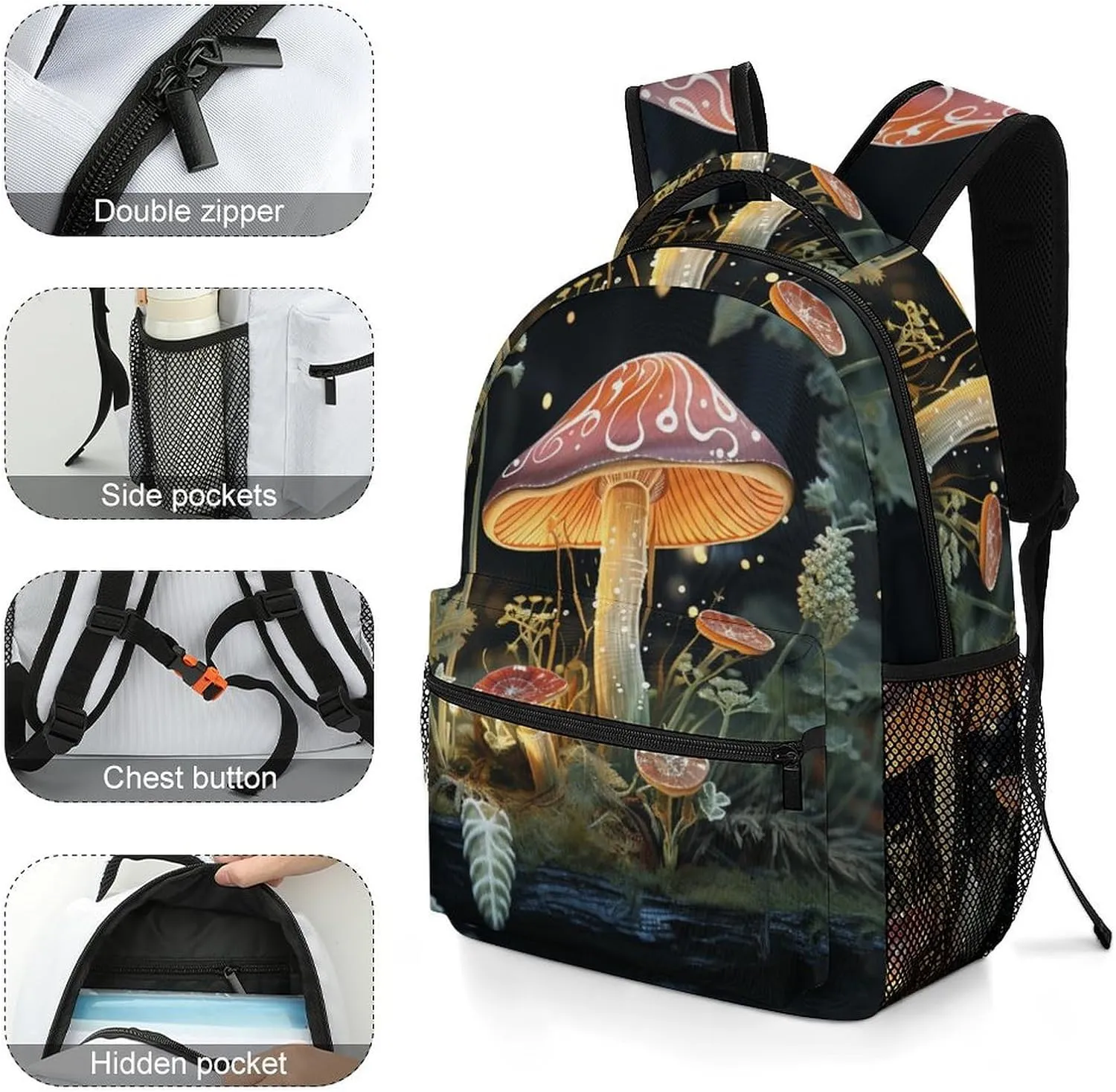Backpacks Butterfly Mushroom Travel Bag Laptop Backpack Casual Daypack for Weekender Business Hiking