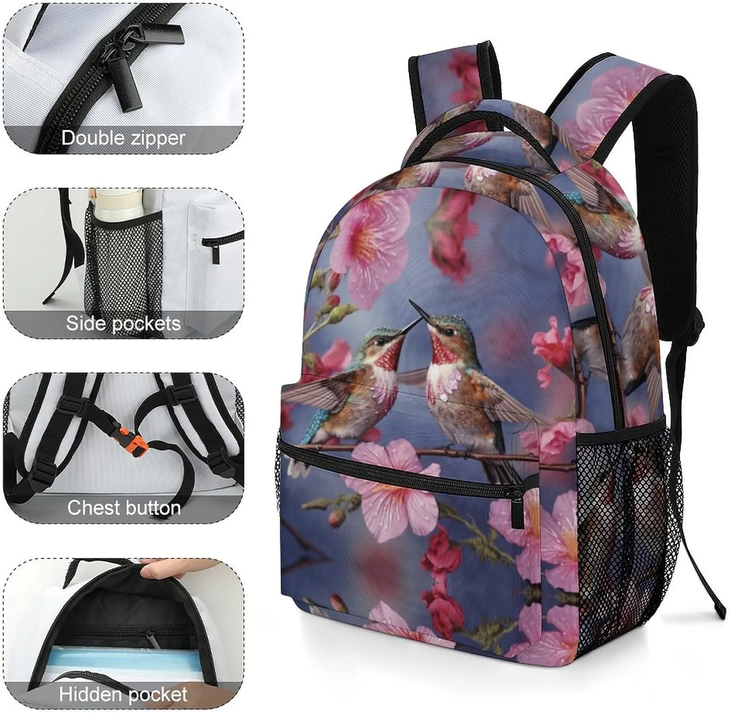 Backpacks Humming Birds With Travel Bag Laptop Backpack Casual Daypack for Weekender Business Hiking