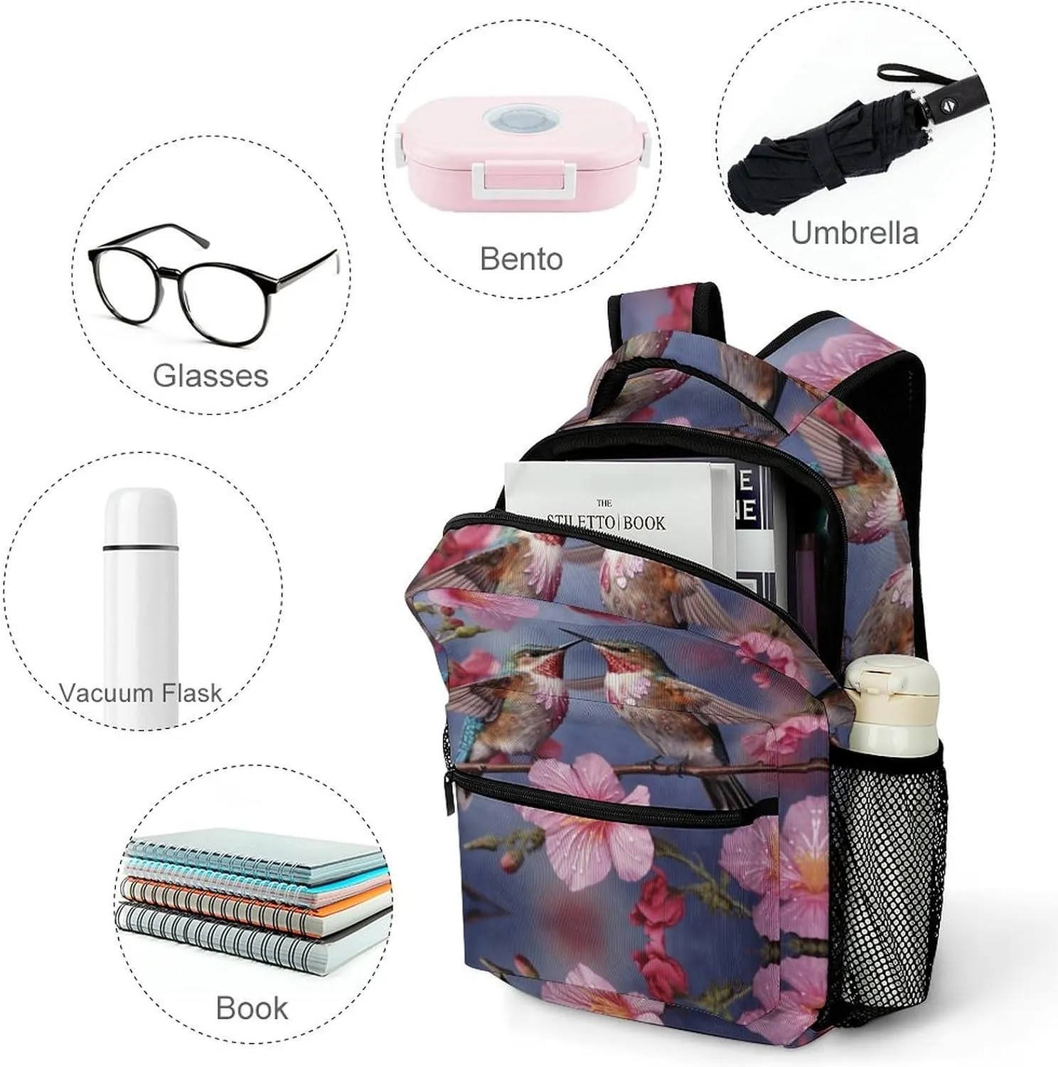 Backpacks Humming Birds With Travel Bag Laptop Backpack Casual Daypack for Weekender Business Hiking
