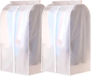 BAG WIZARD Clear Hanging Garment Bags for Closet Storage, Zipper Clothing Covers Cloth Protector for Wardrobe, 43 Inch, Set of 2