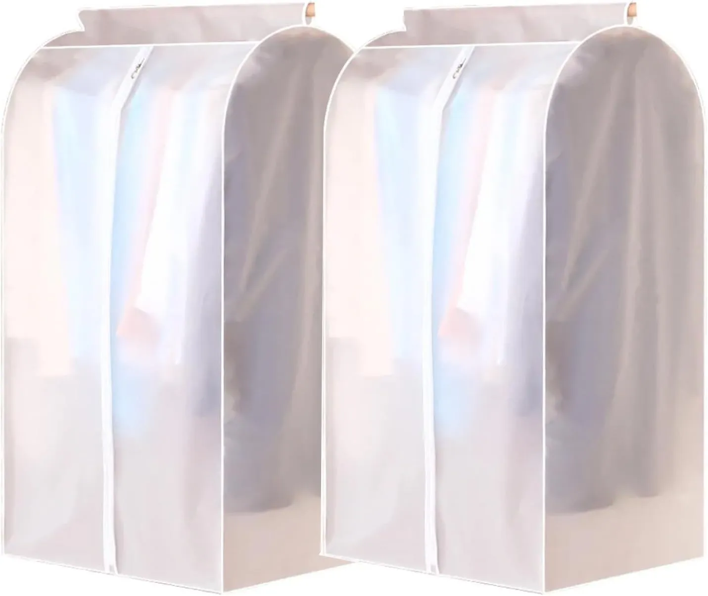 BAG WIZARD Clear Hanging Garment Bags for Closet Storage, Zipper Clothing Covers Cloth Protector for Wardrobe, 43 Inch, Set of 2