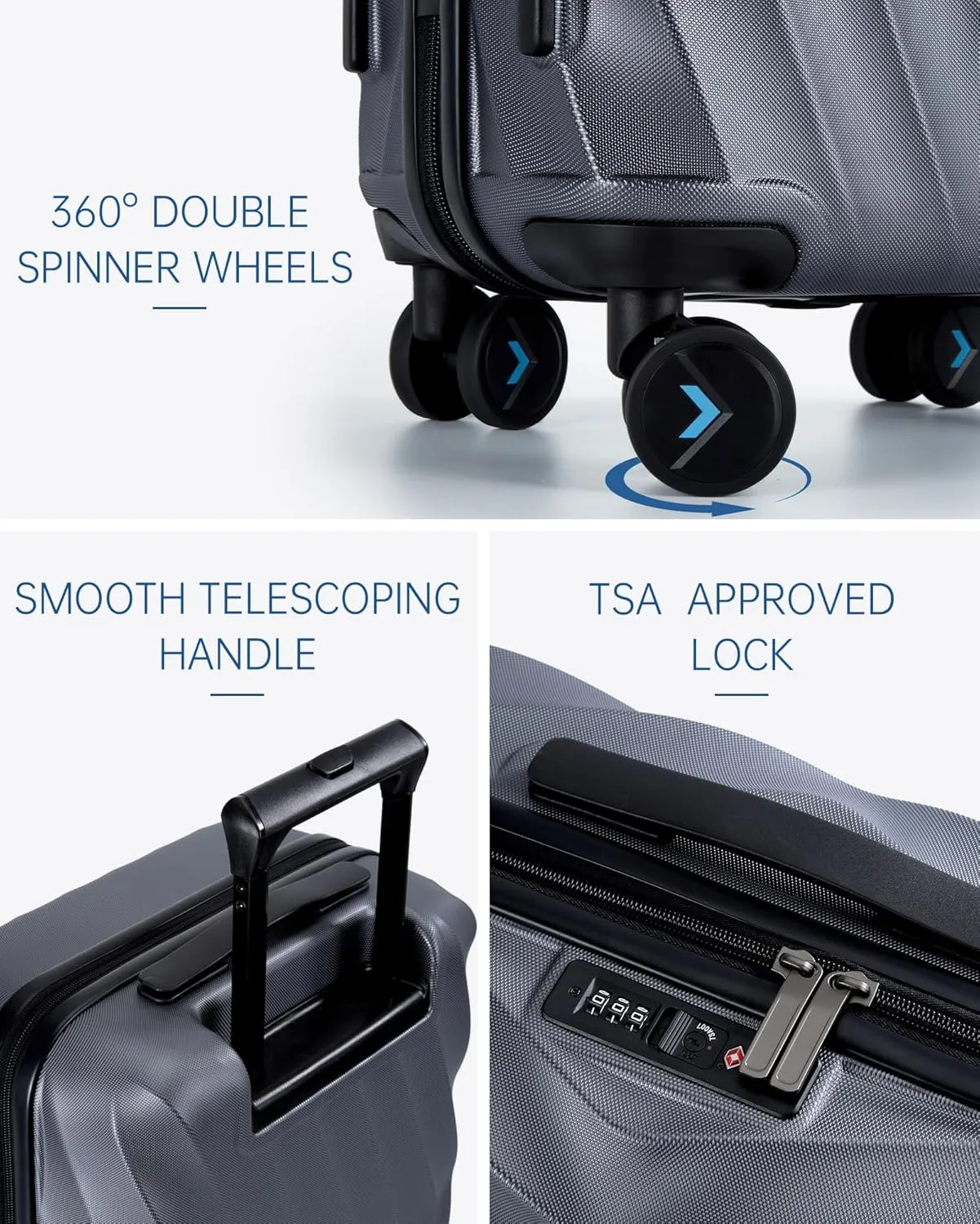 BAGSMART 28 Inch Luggage with Spinner Wheels, Polycarbonate Hardside Suitcase with TSA Lock, Lightweight Rolling Travel Luggage for Men Women, Charcoal Grey